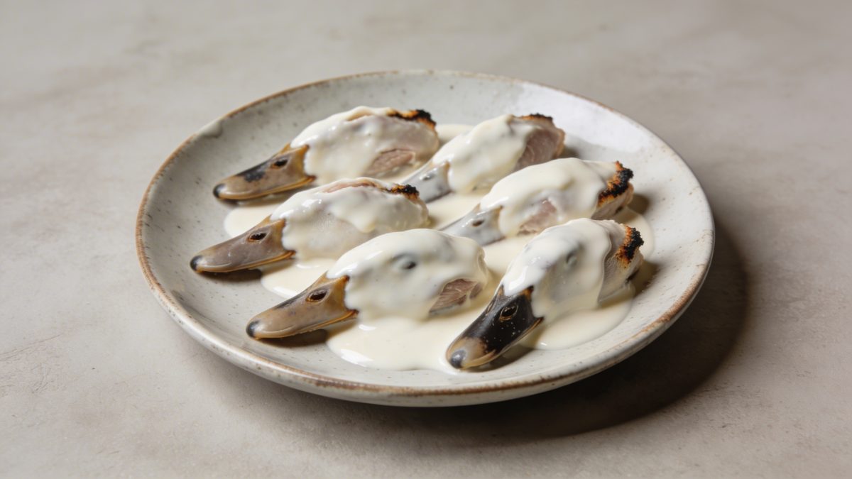 Assiette dAiguillettes de canard cremeuse avec sauce blanche