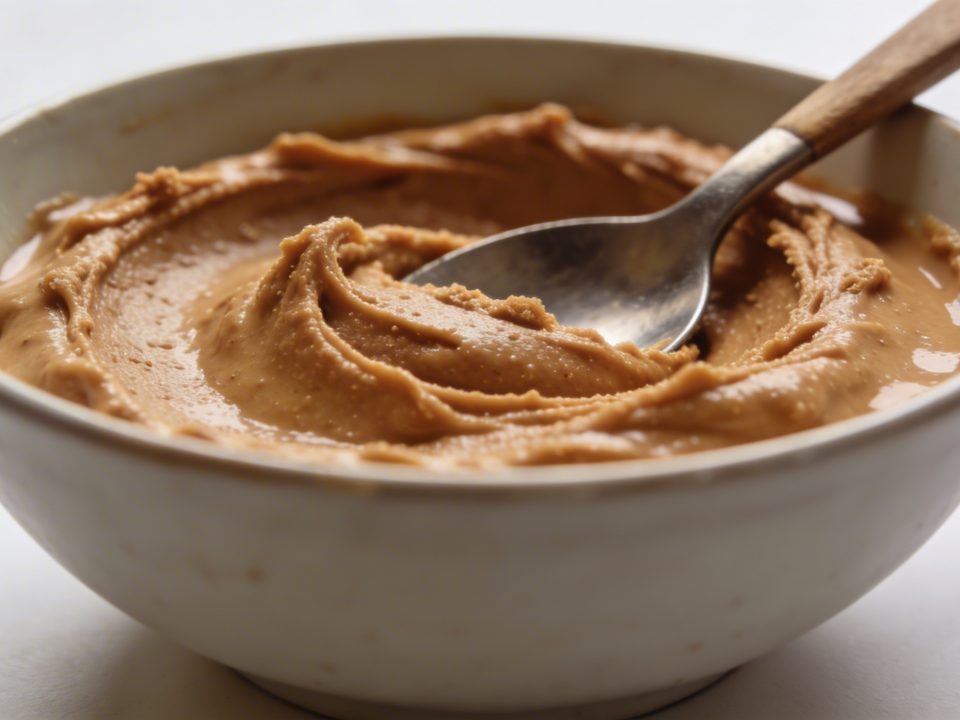 Bol de tartinade speculoos cremeuse avec cuillere