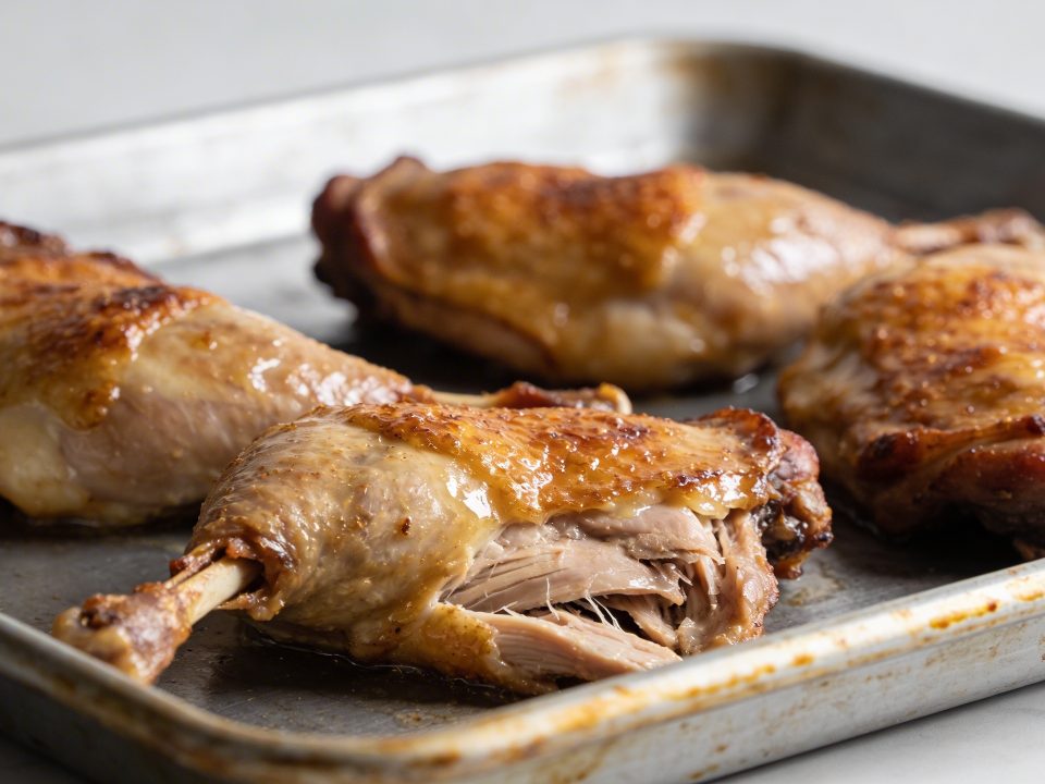 Cuisses de pintade rôties au four sur plaque