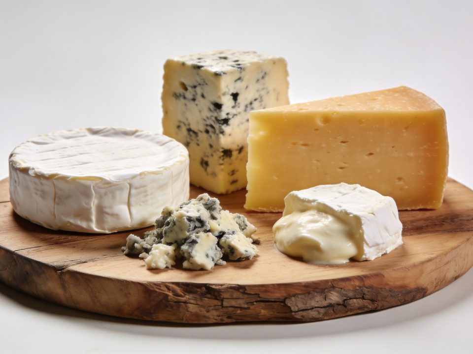 Grand plateau en bois avec fromages varies