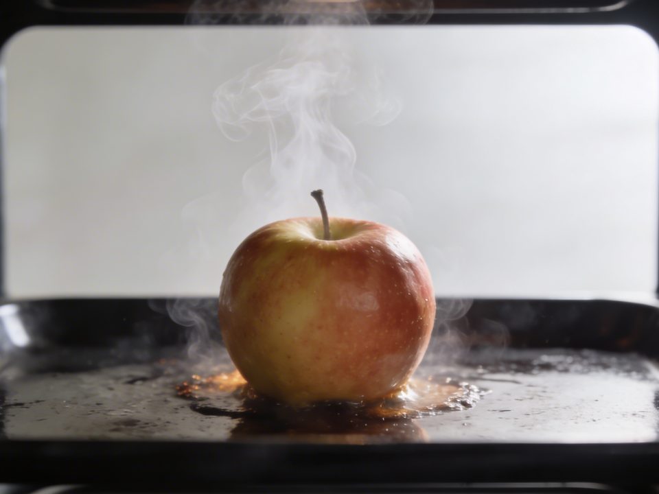 Gros plan pomme entiere au four vapeur fumante