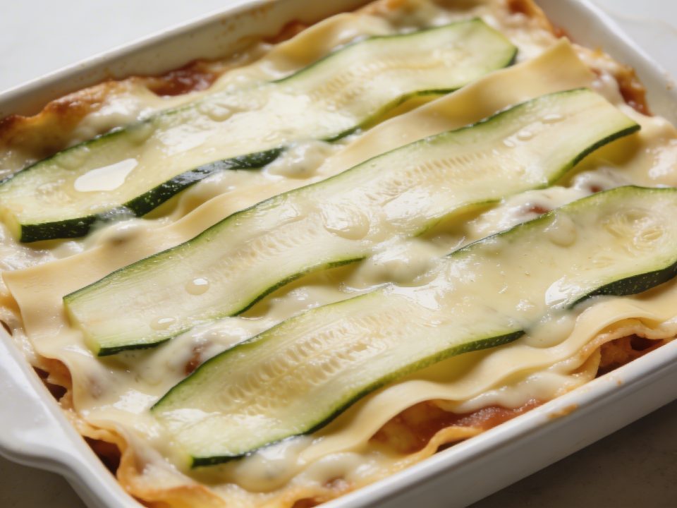 Plat de lasagnes aux courgettes vu de dessus