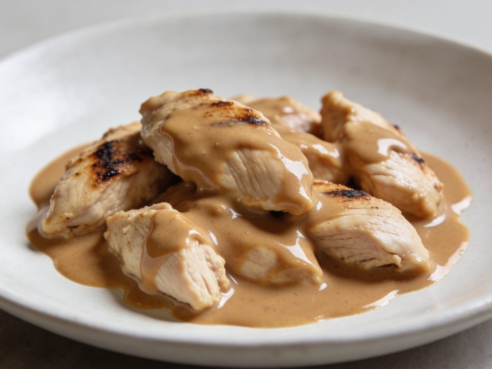 Plat de poulet mijote en sauce cacahuete
