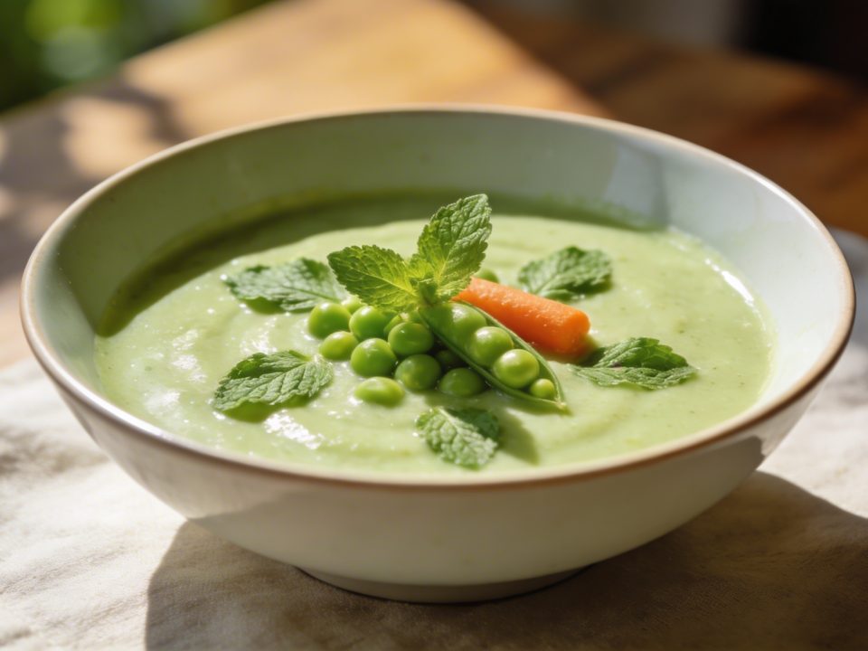 Soupe froide de petits pois à la menthe : le velouté de printemps qui se prépare en 10 minutes et se sert sans allumer le four